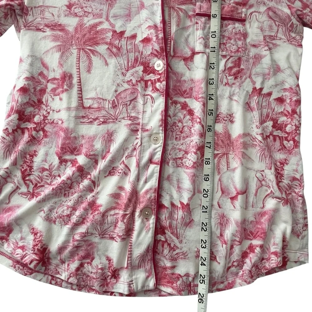 The Cat’s Pajamas Palm Grove Toile Pink Pima Knit Pajama Set Size M Vacationcore - Picture 7 of 15